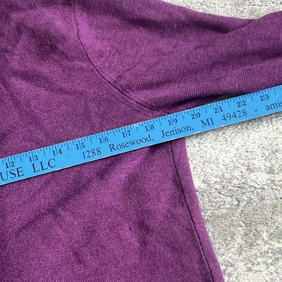 Eileen Fisher Cardigan Sweater Women’s Size Medium Purple Merino Wool Open Front - Picture 7 of 8
